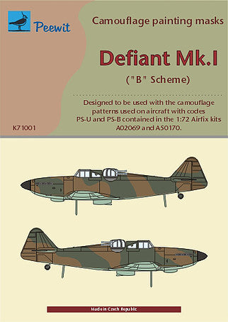 Peewit PEE71001 1:72 Boulton-Paul Defiant Mk.I 'B' Scheme Paint Masks