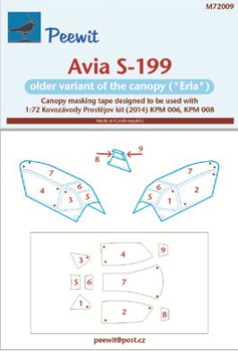 Peewit PEE72009 1:72 Avia S-199 canopy frame paint mask