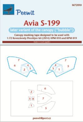 Peewit PEE72010 1:72 Avia S-199 canopy frame paint mask