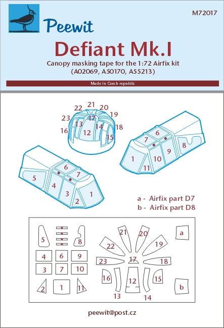 Peewit PEE72017 1:72 Boulton-Paul Defiant Mk.I canopy frame paint mask