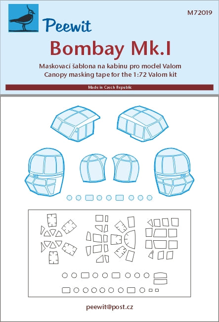 Peewit PEE72019 1:72 Bristol Bombay Mk.I canopy frame paint mask