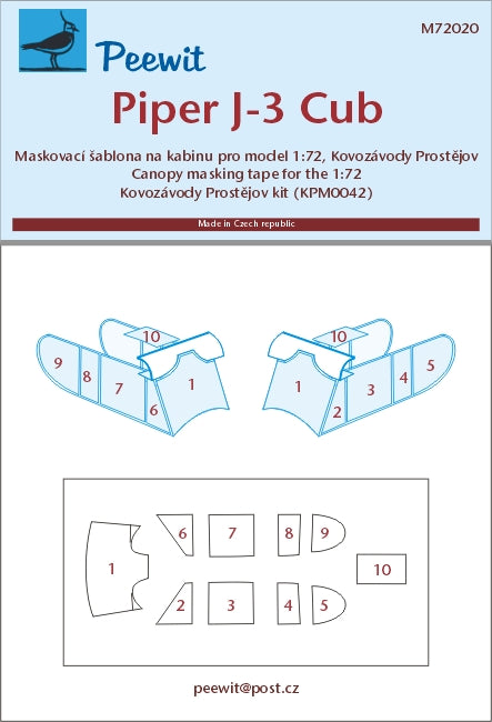 Peewit PEE72020 1:72 Piper J-3 Cub/NE-1/O-59 canopy frame paint mask