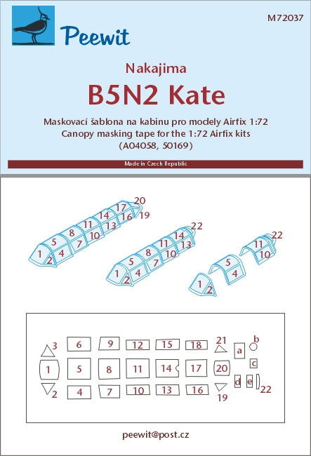 Peewit PEE72037 1:72 Nakajima B5N2 'Kate' canopy frame paint mask