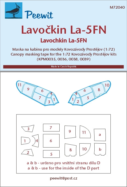 Peewit PEE72040 1:72 Lavochkin La-5FN canopy frame paint mask