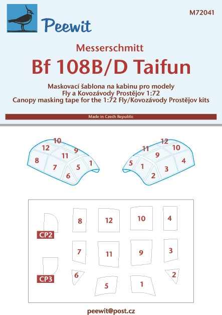 Peewit PEE72041 1:72 Bf-108B/D Taifun / Nord Pingouin Canopy Mask