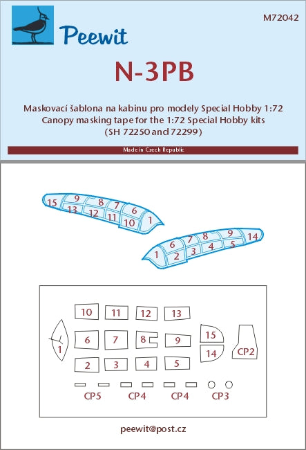 Peewit PEE72042 1:72 Northrop N-3PB canopy frame paint mask