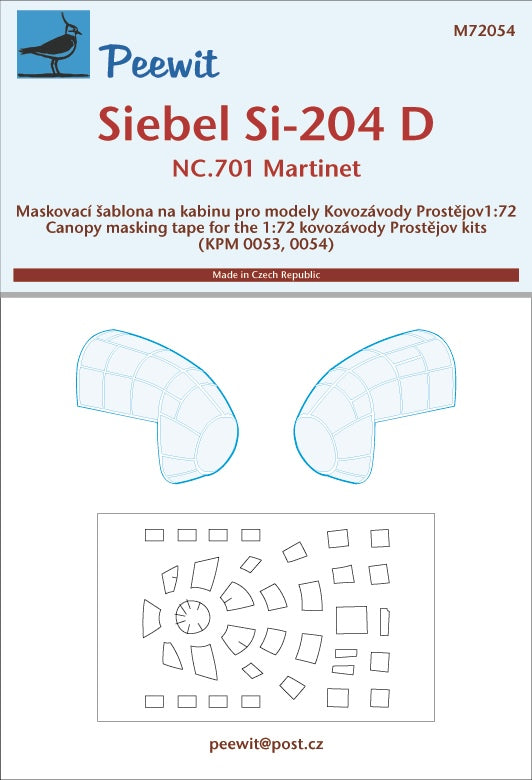 Peewit PEE72054 1:72 Siebel Si-204D/Nord NC.701 Martinet canopy frame paint mask