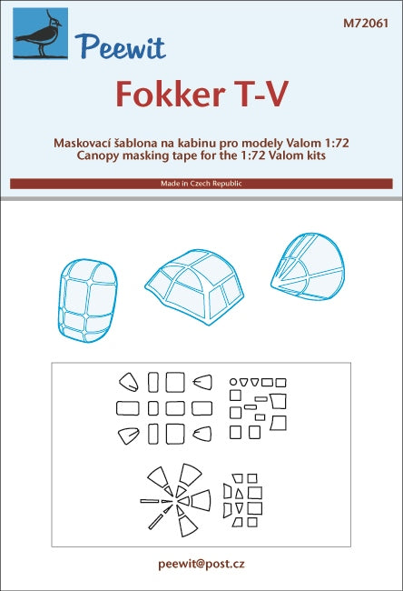 Peewit PEE72061 1:72 Fokker T.V canopy frame paint mask