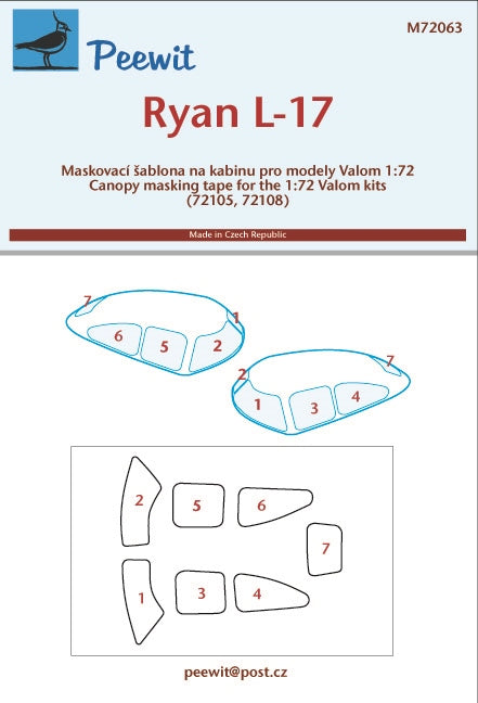 Peewit PEE72063 1:72 Ryan L-17A/B Navion canopy frame paint mask