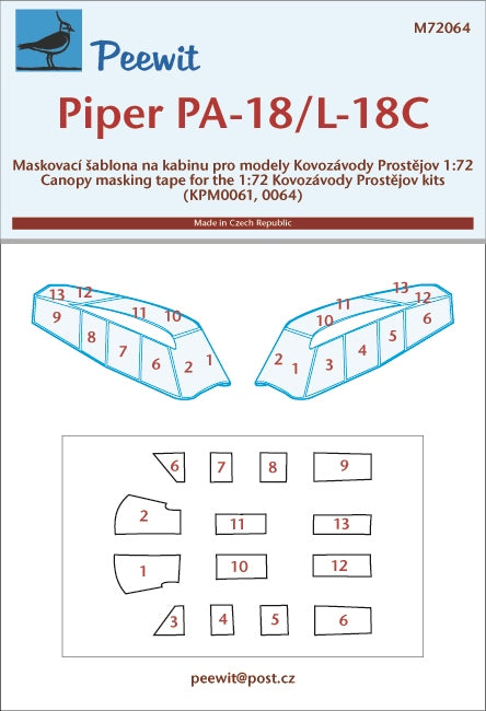 Peewit PEE72064 1:72 Piper L-18C canopy frame paint mask