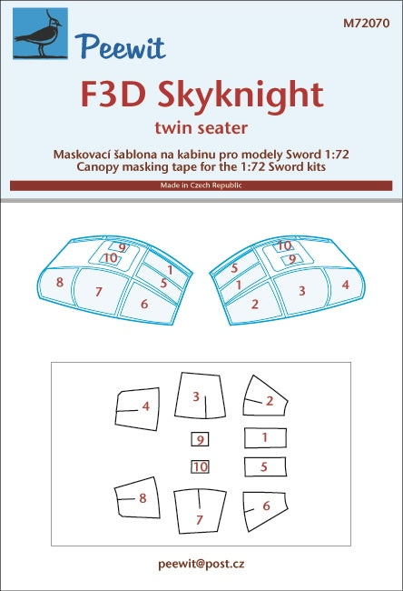 Peewit PEE72070 1:72 Douglas F3D-2 Skyknight canopy frame paint mask