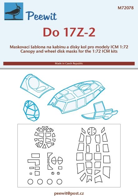 Peewit PEE72078 1:72 Dornier Do-17Z-2/Do-215B-4, canopy frame paint mask