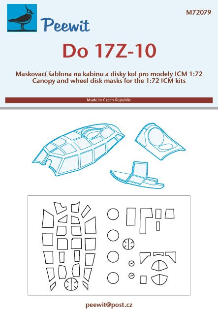 Peewit PEE72079 1:72 Dornier Do-17Z-10 canopy frame paint mask