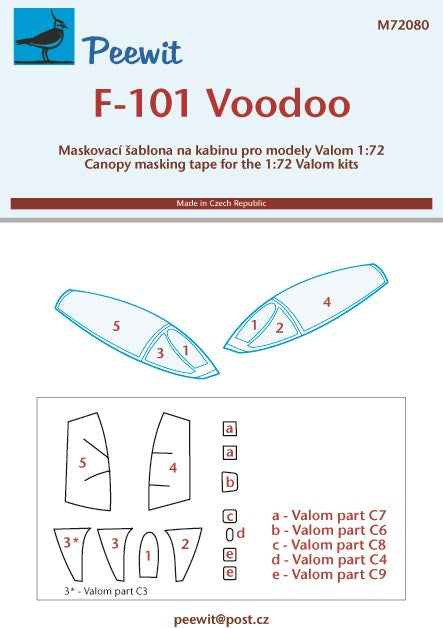 Peewit PEE72080 1:72 McDonnell F-101 Voodoo canopy frame paint mask