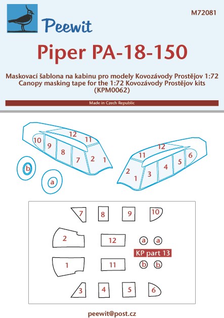 Peewit PEE72081 1:72 Piper Pa-18-150 canopy frame paint mask