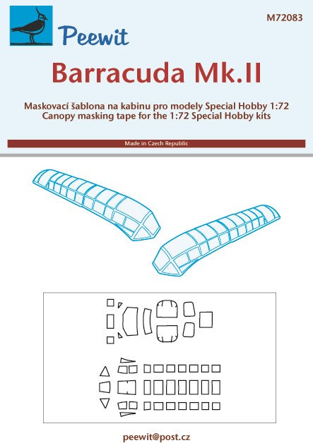 Peewit PEE72083 1:72 Fairey Barracuda Mk.II canopy frame paint mask