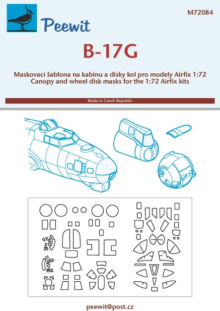 Peewit PEE72084 1:72 Boeing B-17G Flying Fortress canopy frame paint mask