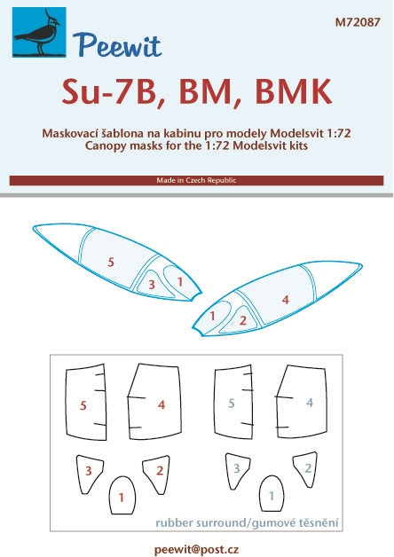 Peewit PEE72087 1:72 Sukhoi Su-7B, Su-7BM, Su-7BMK canopy frame paint mask