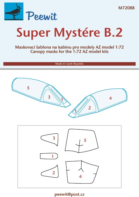 Peewit PEE72088 1:72 Dassault Super Mystere B.2 canopy frame paint mask