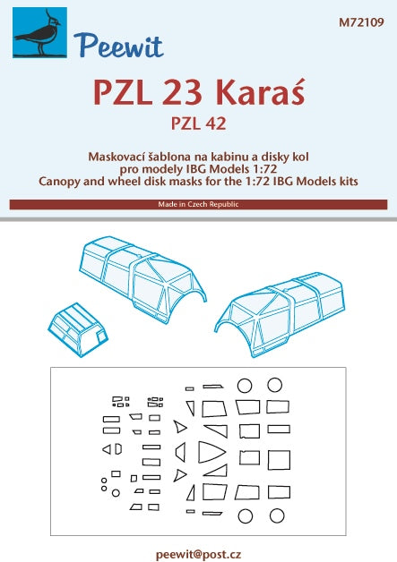 Peewit PEE72109 1:72 PZL P.23A Karas/PZL-42 canopy frame paint mask