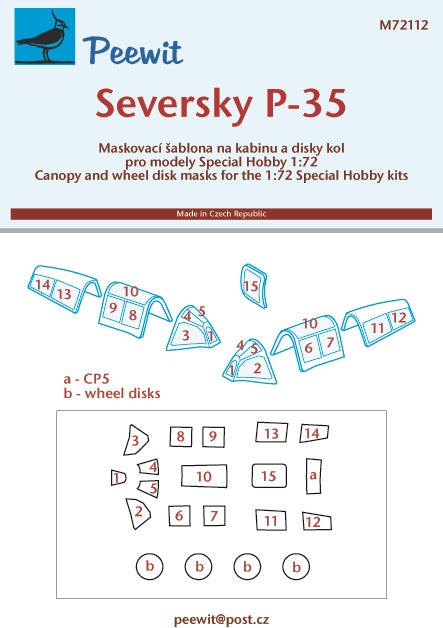 Peewit PEE72112 1:72 Seversky P-35A canopy frame paint mask