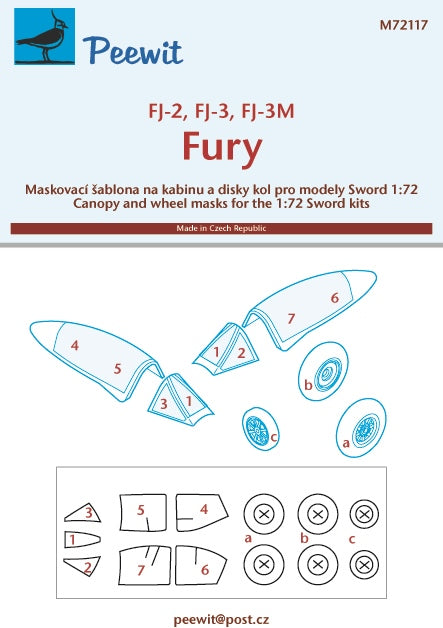 Peewit PEE72117 1:72 North-American FJ-2, FJ-3, FJ-3M Fury canopy mask