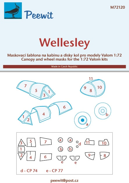 Peewit PEE72120 1:72 Vickers Wellesley Mk.I canopy frame paint mask