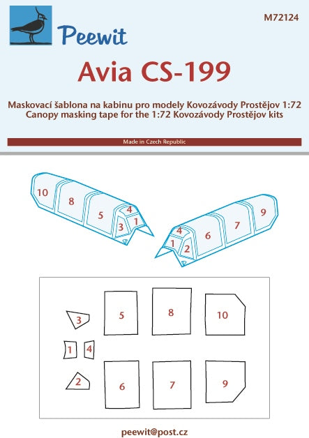 Peewit PEE72124 1:72 Avia CS-199 late canopy frame paint mask