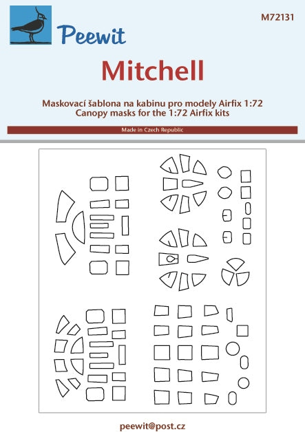 Peewit PEE72131 1:72 North-American Mk.II/B-25C/D Mitchell canopy mask