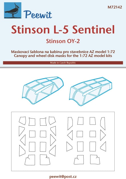 Peewit PEE72142 1:72 Stinson L-5 Sentinel / Stinson OY-2 canopy frame paint mask