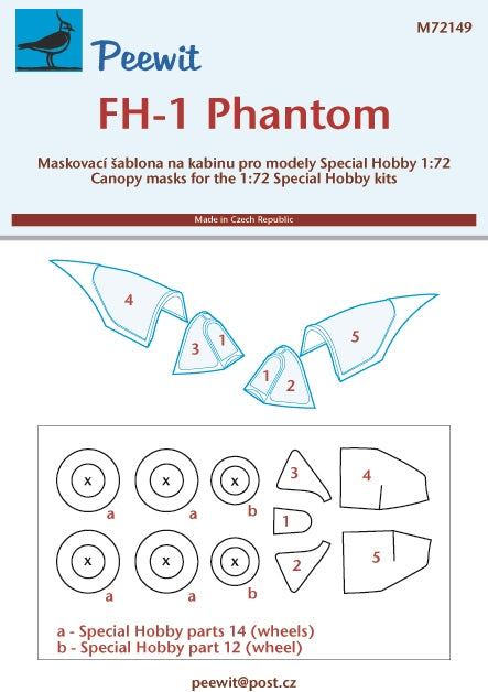 Peewit PEE72149 1:72 McDonnell FH-1 Phantom canopy frame paint mask