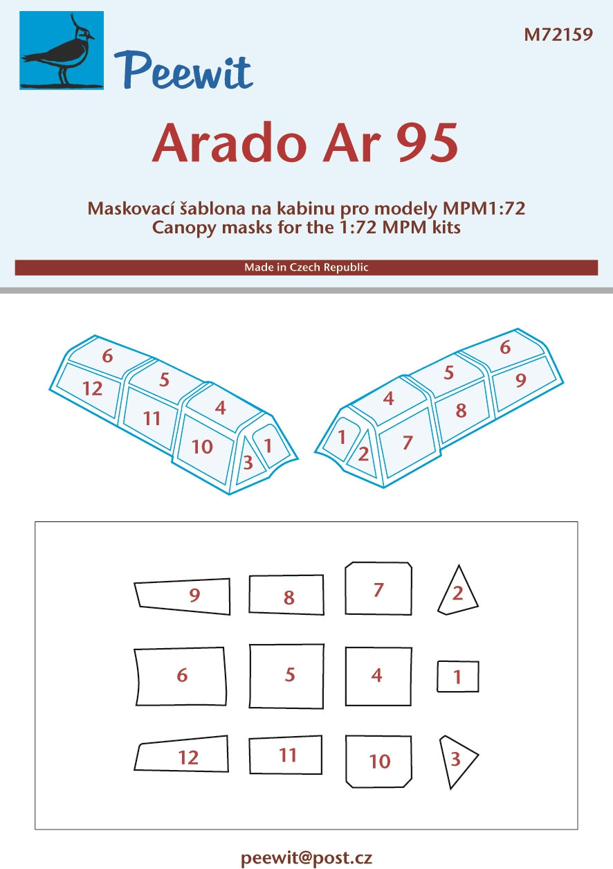 Peewit PEE72159 1:72 Arado Ar-95A/Ar-95B/L canopy frame paint mask