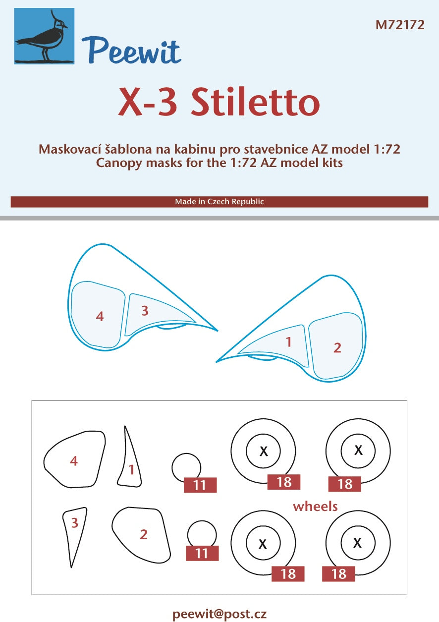 Peewit PEE72172 1:72 Douglas X-3 Stiletto canopy frame paint mask