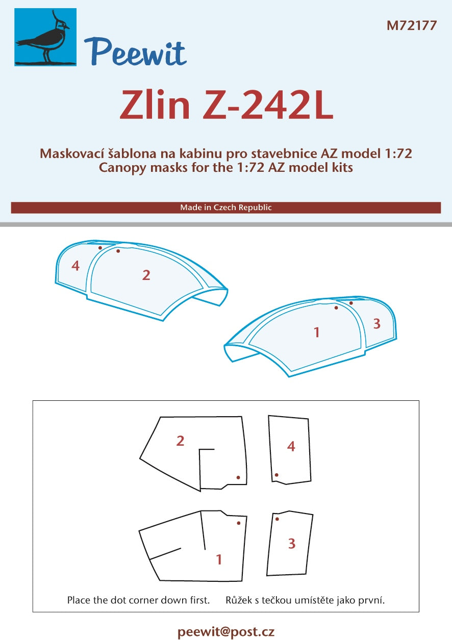 Peewit PEE72177 1:72 Zlin Z-242L canopy frame paint mask