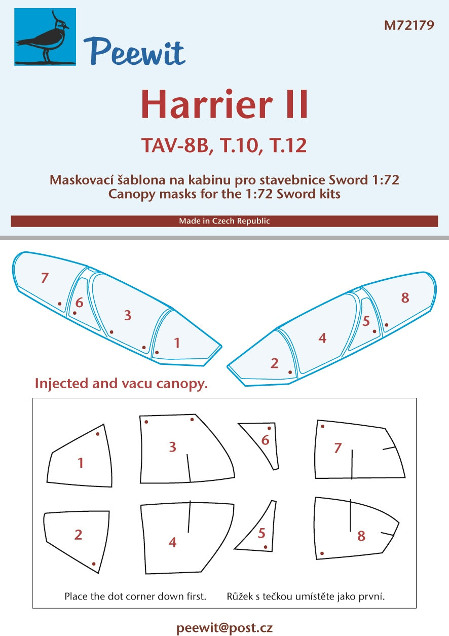 Peewit PEE72179 1:72 TAV-8B Harrier II T.10/12 Canopy Paint Mask