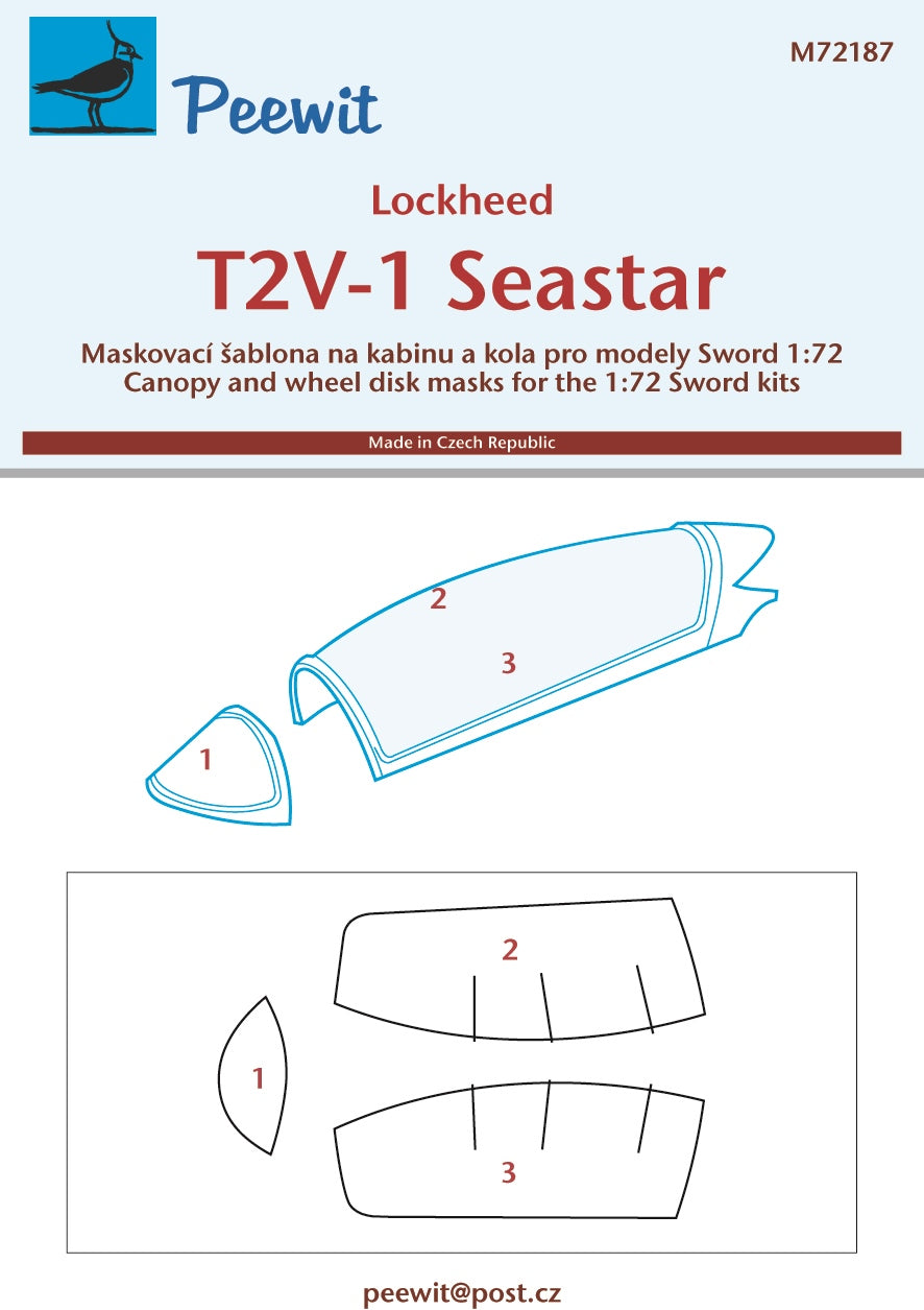 Peewit PEE72187 1:72 Lockheed T2V-1 Seastar canopy frame paint mask