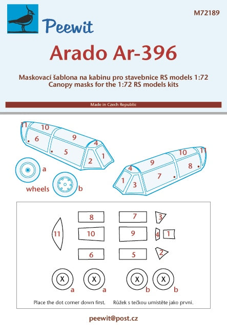 Peewit PEE72189 1:72 Sipa S.10/Arado Ar-96 canopy frame paint mask