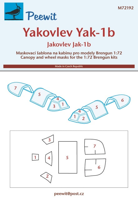 Peewit PEE72192 1:72 Yakovlev Yak-1B canopy frame paint mask