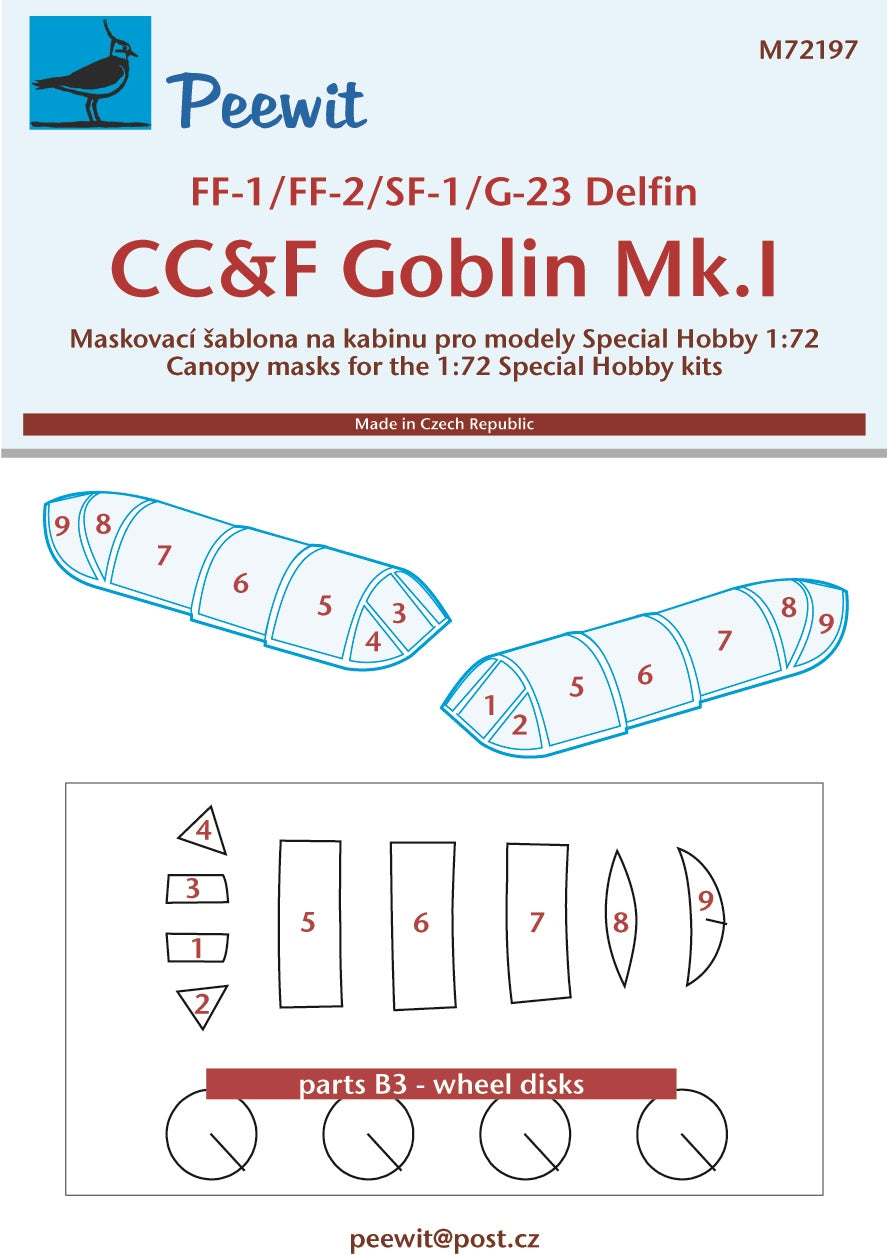 Peewit PEE72197 1:72 Grumman FF/SF Series / Goblin Mk.I Paint Mask