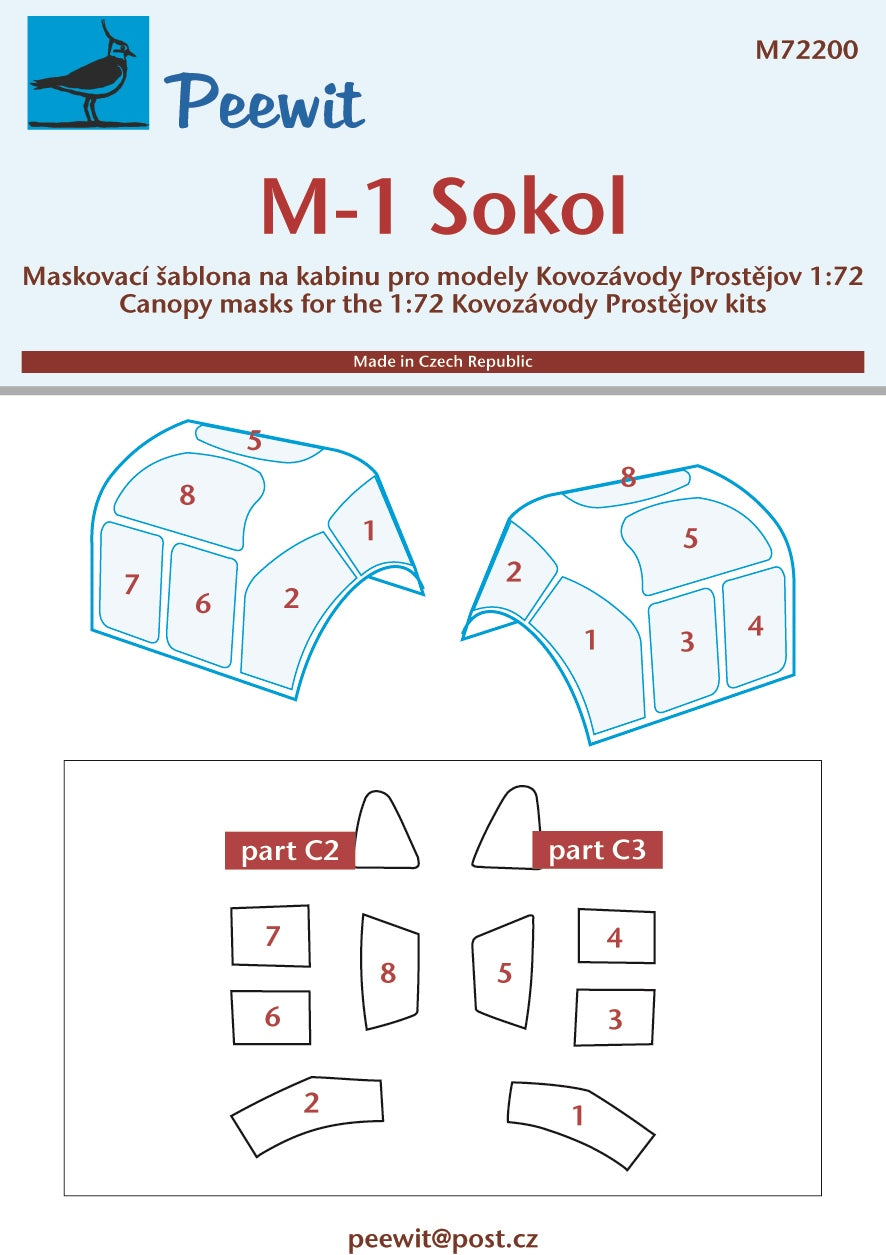 Peewit PEE72200 1:72 Mraz M-1C Sokol/Falcon canopy frame paint mask