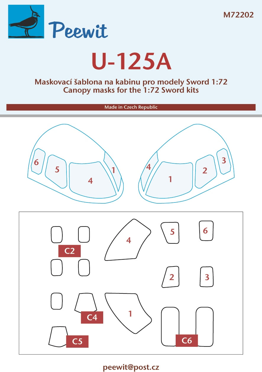 Peewit PEE72202 1:72 U-125 JASDF canopy frame paint mask
