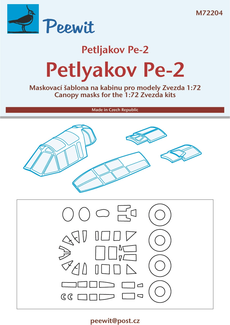 Peewit PEE72204 1:72 Petlyakov Pe-2 canopy frame paint mask