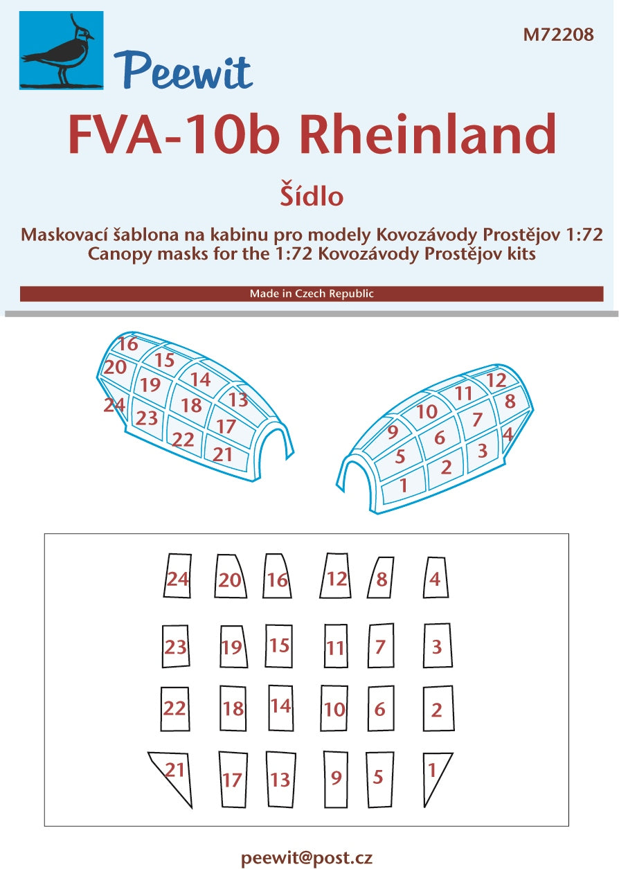 Peewit PEE72208 1:72 FVA-10b Rheinland canopy frame paint mask