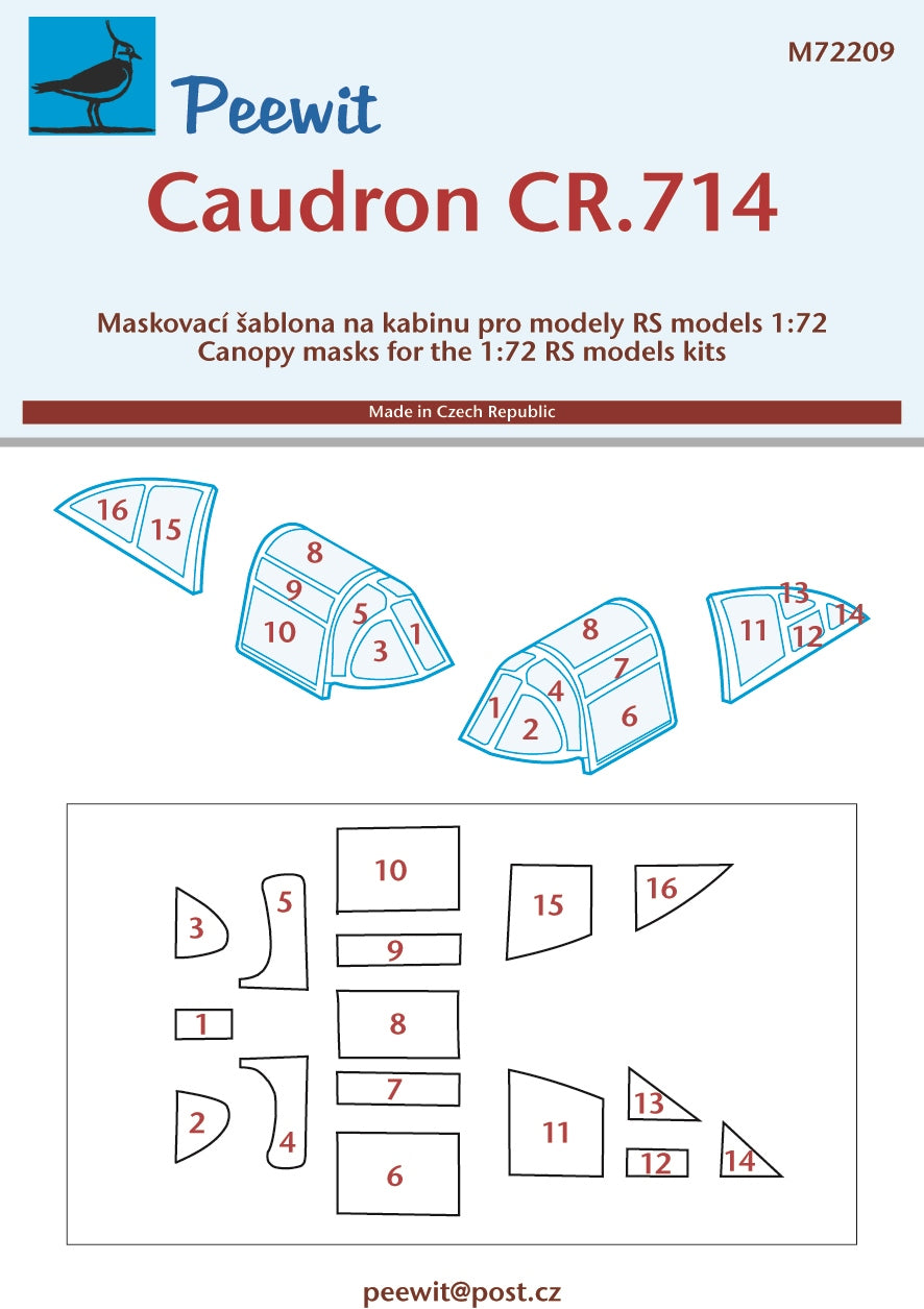 Peewit PEE72209 1:72 Caudron CR.714 canopy frame paint mask