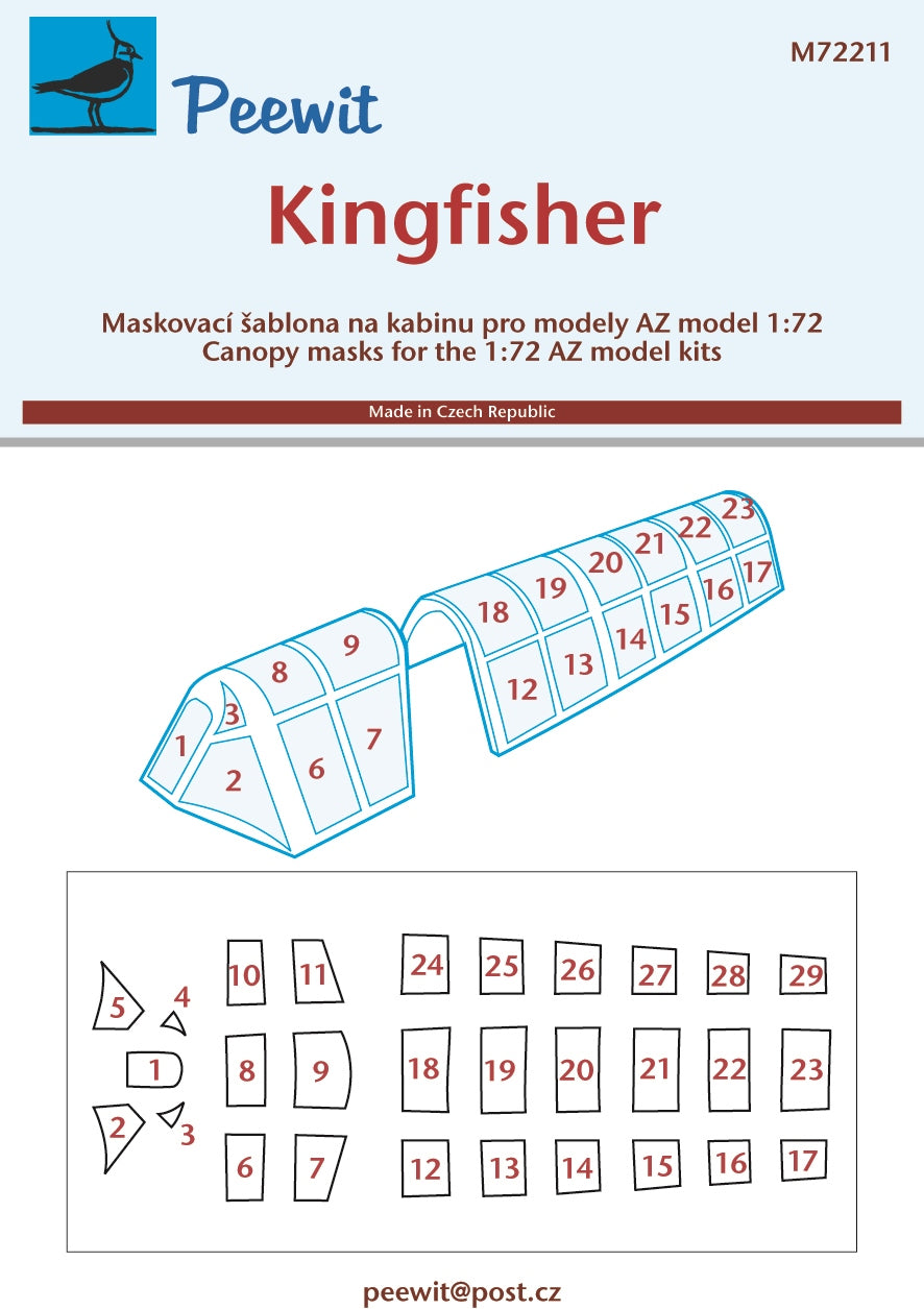 Peewit PEE72211 1:72 Vought OS2U Kingfisher canopy frame paint mask