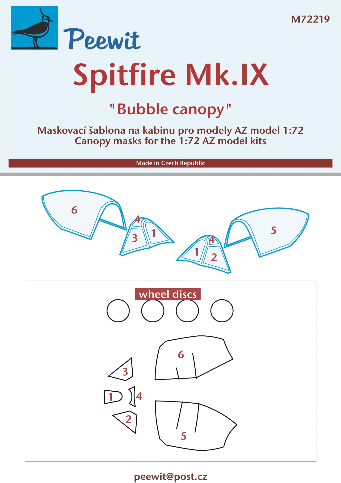 Peewit PEE72219 1:72 Spitfire LF Mk.IX Bubble Canopy Paint Mask