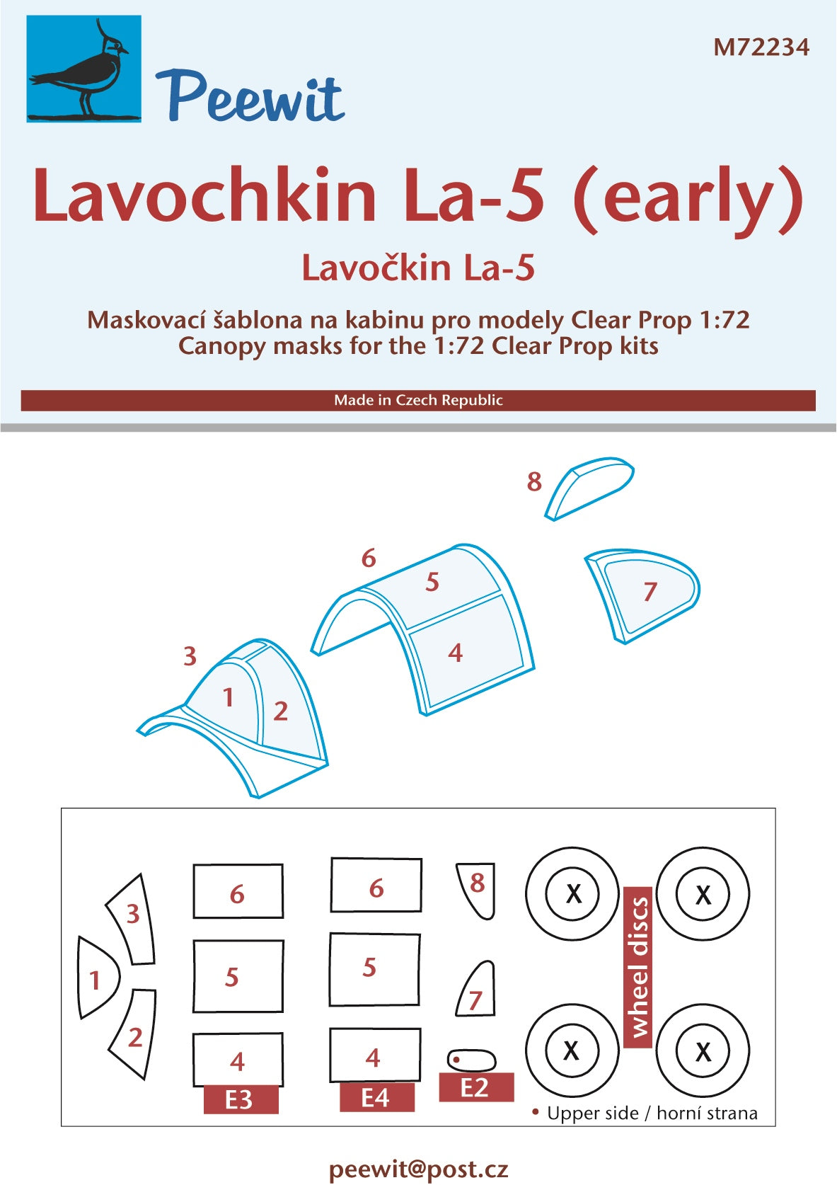 Peewit PEE72234 1:72 Lavochkin La-5/early canopy frame paint mask