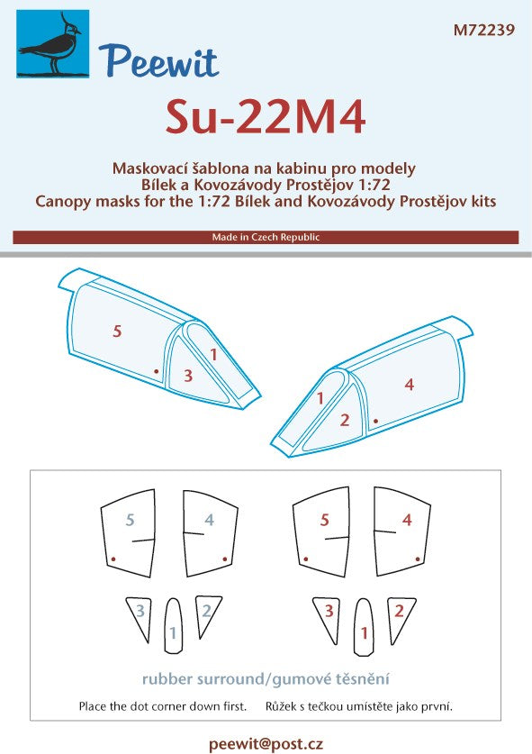 Peewit PEE72239 1:72 Sukhoi Su-22M4 'Warsaw Pact' canopy frame paint mask