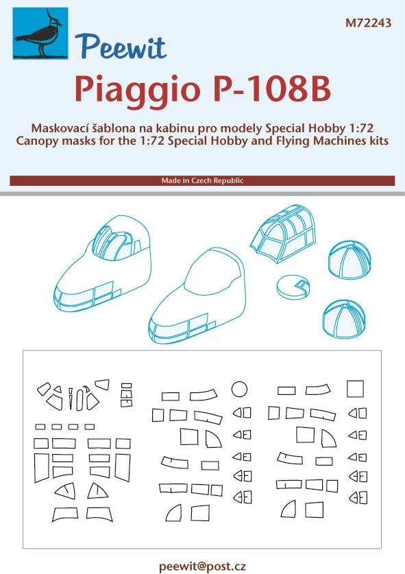Peewit PEE72243 1:72 Piaggio P-108B canopy frame paint mask