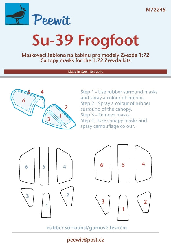 Peewit PEE72246 1:72 Sukhoi Su-39 Frogfoot canopy frame paint mask